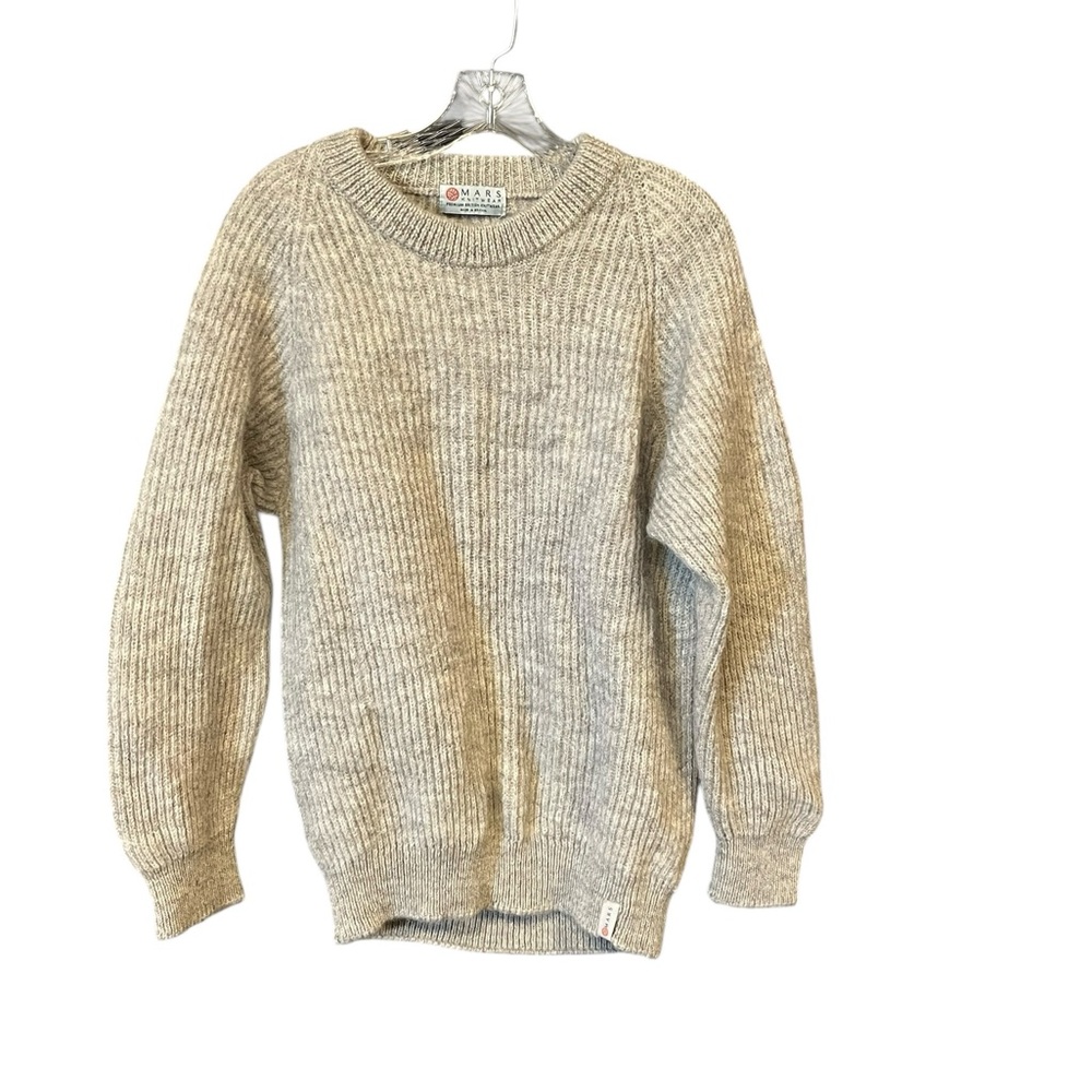 Mars knitwear British wool sweater men gray pullover crewneck ribbed vintage